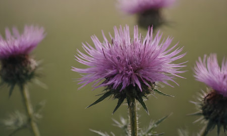 Milk thistle (Cirsium vulgare) in bloomの写真素材