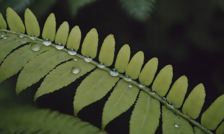 Water drops on the leaves of ferns in the forest.の写真素材