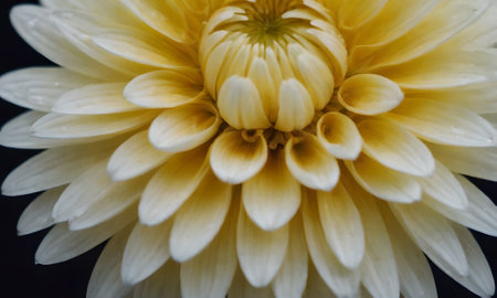 Close up of a yellow chrysanthemum on black backgroundの写真素材