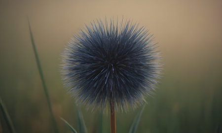 Dandelion in the meadow at sunset. Shallow depth of fieldの写真素材