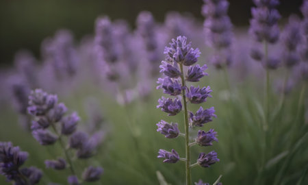 Lavender flowers blooming in the garden, soft focus.の写真素材
