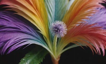 Beautiful flowers on a black background with space for textの写真素材