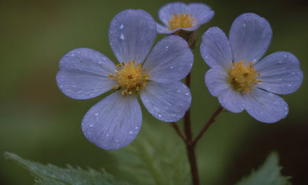 Water drops on a wild anemone (Anemone nemorosa)の写真素材