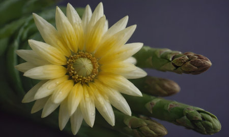 Close up of two white flowers in full bloom.の写真素材