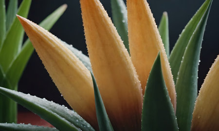Aloe vera plant with water droplets, close-upの写真素材