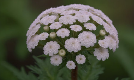 Close up of white yarrow (Achillea millefolium) flowersの写真素材