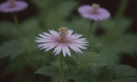 Beautiful pink flower in the garden. Selective focus. Toned.の写真素材