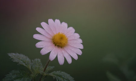 Pink daisy flower with drops of dew on the petalsの写真素材