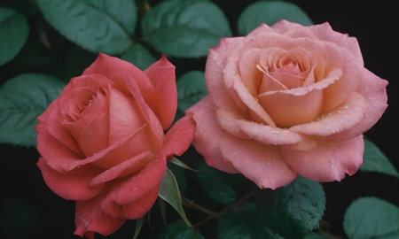 Beautiful pink roses in the garden. Vintage tone. Selective focus.の写真素材
