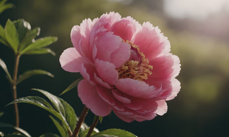 pink peony flower in the garden on the nature background.の写真素材