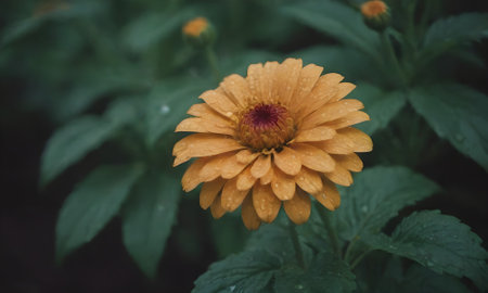 Beautiful orange chrysanthemum flower in the garden.の写真素材