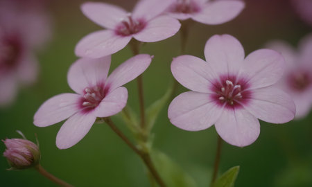 Pink flowers on a blurred background. Shallow depth of field.の写真素材