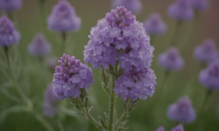 Purple flowers in the field. Close-up. Selective focus.の写真素材