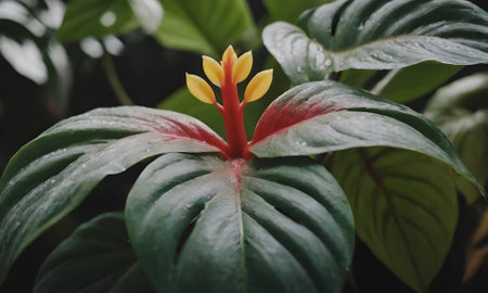 Beautiful tropical flowers in the botanical garden. Close-up.の写真素材