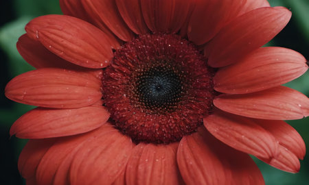 Red gerbera flower in the garden. Close up. Macroの写真素材