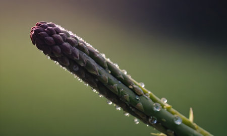 Asparagus with dew drops on it, close-upの写真素材