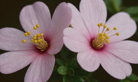 pink flowers on dark background, closeup of photo with shallow depth of fieldの写真素材
