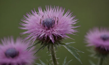 Cirsium vulgare, purple thistle flower close upの写真素材