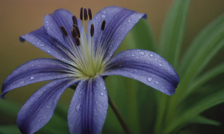 Close up of a pink flower with water droplets on petalsの写真素材