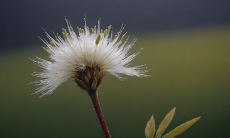 Closeup of a dandelion flower with a blurred background.の写真素材