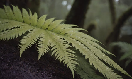 Fern in the rainforest of the island of Madeira, Portugal