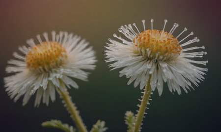 White daisies in the garden in the morning light. Shallow depth of field.の写真素材