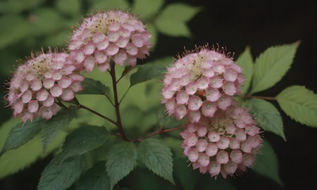 Japanese Spirea, Viburnum opulus, pink flowersの写真素材