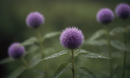 Purple flowers of Thistle (Echinopspermum)の写真素材