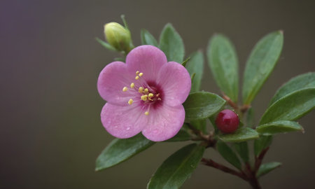 pink flower in the garden, macro photo, shallow depth of fieldの写真素材