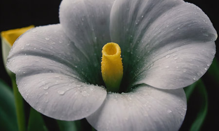 White calla lily with water droplets on the petalsの写真素材