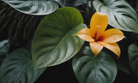 Tropical flower in the garden with copy space, stock photo