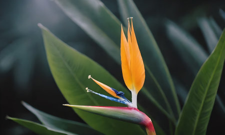 Bird of paradise flower, Strelitzia reginae.の写真素材