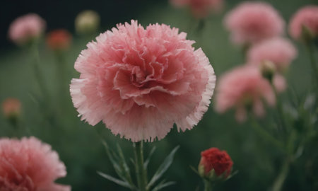 Carnation flowers in the garden. Soft focus. Vintage tone.の写真素材