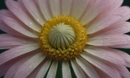 Macro of a daisy with water drops on the petalsの写真素材