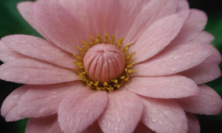 pink flower with water drops on petals closeup macro photoの写真素材