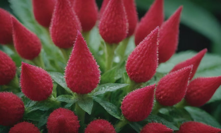 Close up of red flowers in the garden. Selective focus.の写真素材