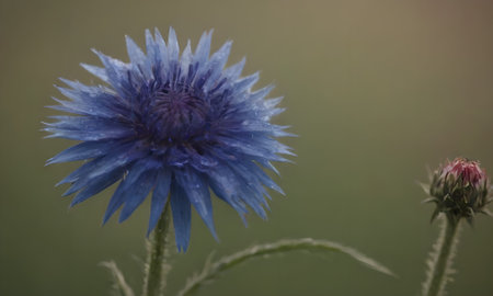 Blue cornflower, Centaurea cyanus, close-upの写真素材