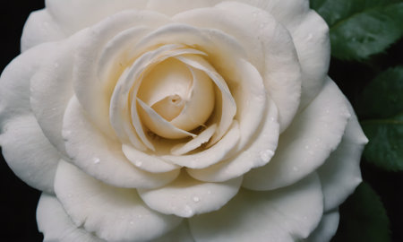 White rose with water drops on the petals. Close up.の写真素材
