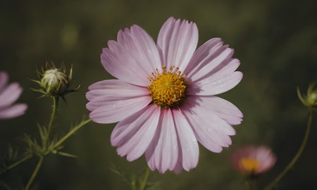 Cosmos flowers blooming in the garden, vintage color tone.の写真素材