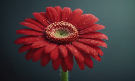 Red gerbera flower on a dark background, close-upの写真素材