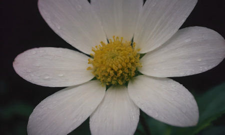 White daisy flower with water drops, close-up, macroの写真素材