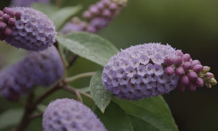 Purple flowers of Syringa vulgaris in the garden.の写真素材