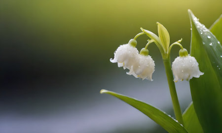 Lily of the valley, Convallaria majalis, close upの写真素材