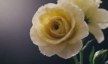 Beautiful yellow rose on a dark background, close-up.