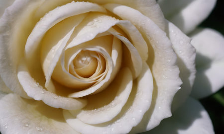 White rose with water droplets on petals, close-upの写真素材