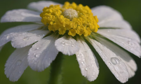 White daisy flower with raindrops on petals, close upの写真素材