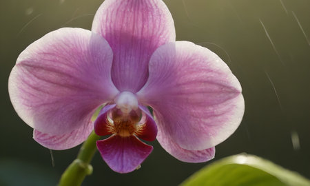 Beautiful pink orchid flower in the garden on the nature background.の写真素材