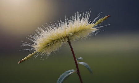 Close-up of grass flower in the field at sunset. Nature backgroundの写真素材