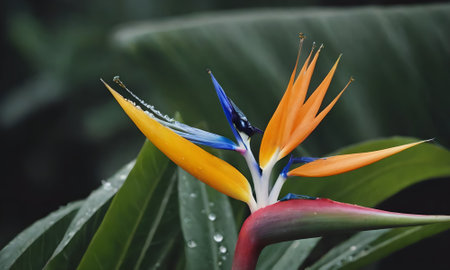 Bird of paradise flower in the garden. Colorful bird of paradise flower.の写真素材