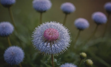 Beautiful blue flower in the garden. Close up. Soft focus.の写真素材